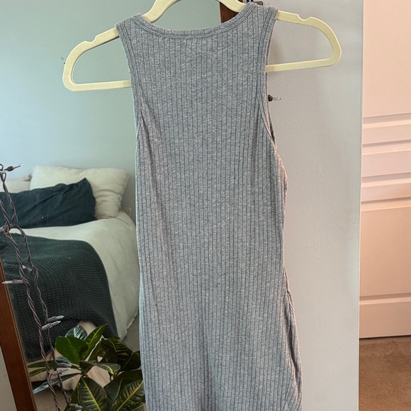 Gray Ribbed Mini Dress - Picture 3 of 3